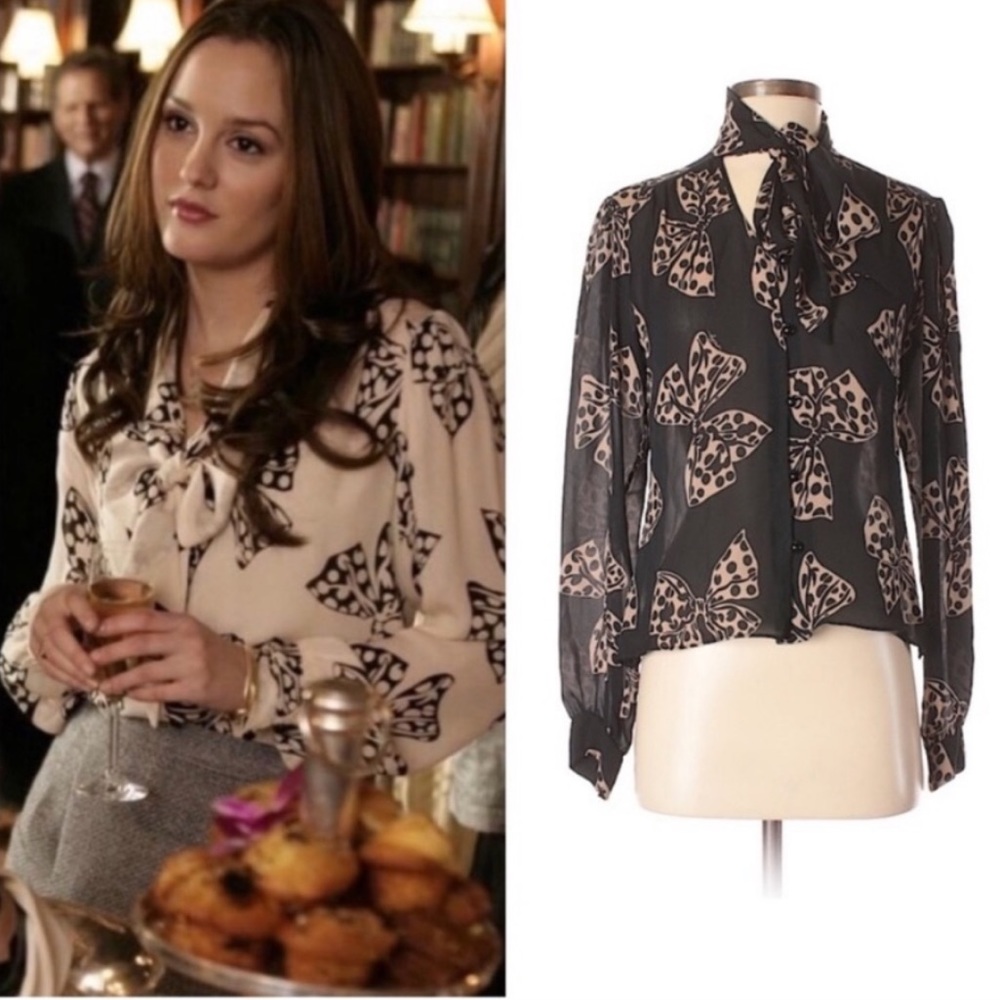 Milly black bow print blouse 8
